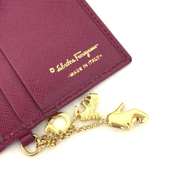 Salvatore Ferragamo Leather Card Case With Charm /4S2072 - Picture 8 of 8